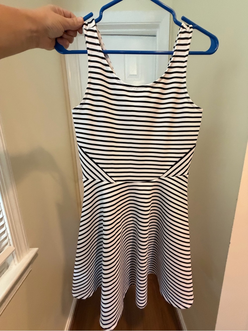 Decree Black and White Striped Fit & Flare Dress